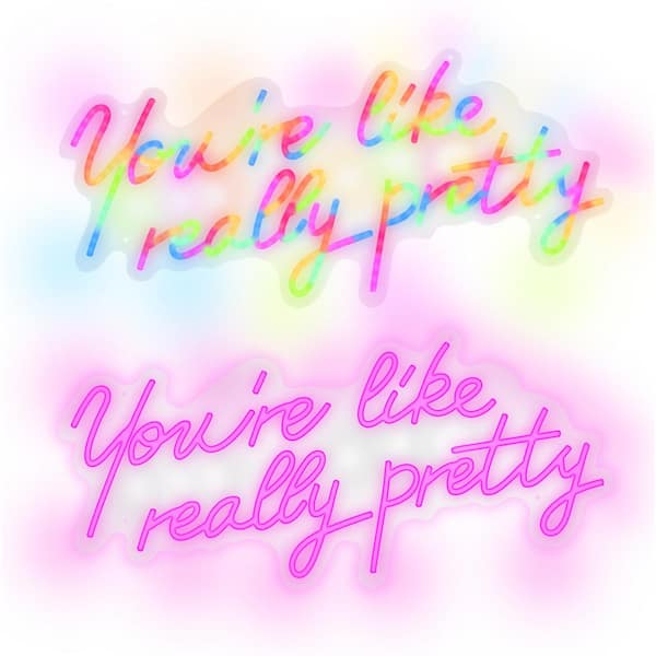 Unbranded "You're like Really Pretty" 1-Piece Unframed with LED Light Neon Sign, People Wall Art 22.44 in. x 25.6 in.