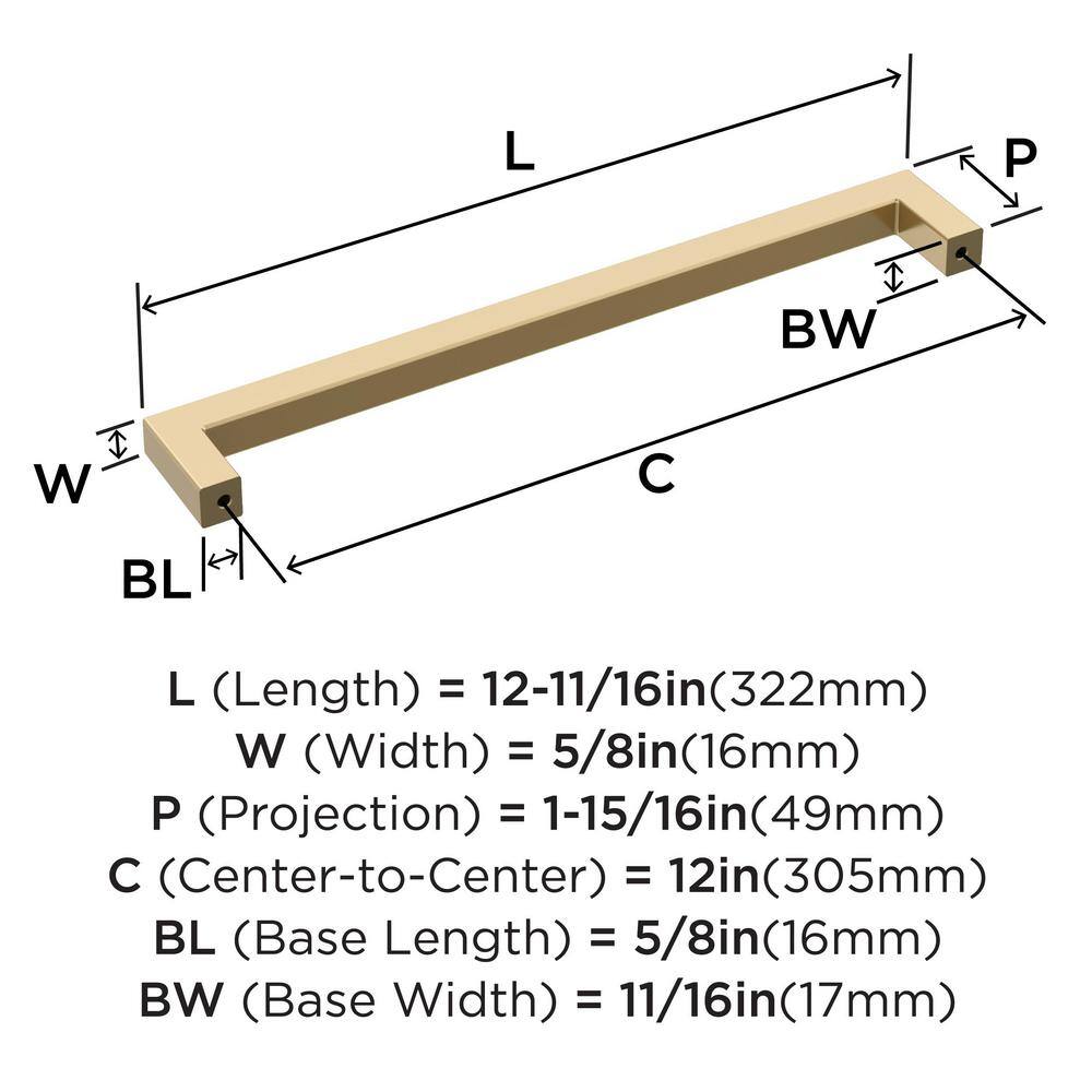 Champagne Bronze 12" Modern Matte Appliance Pull