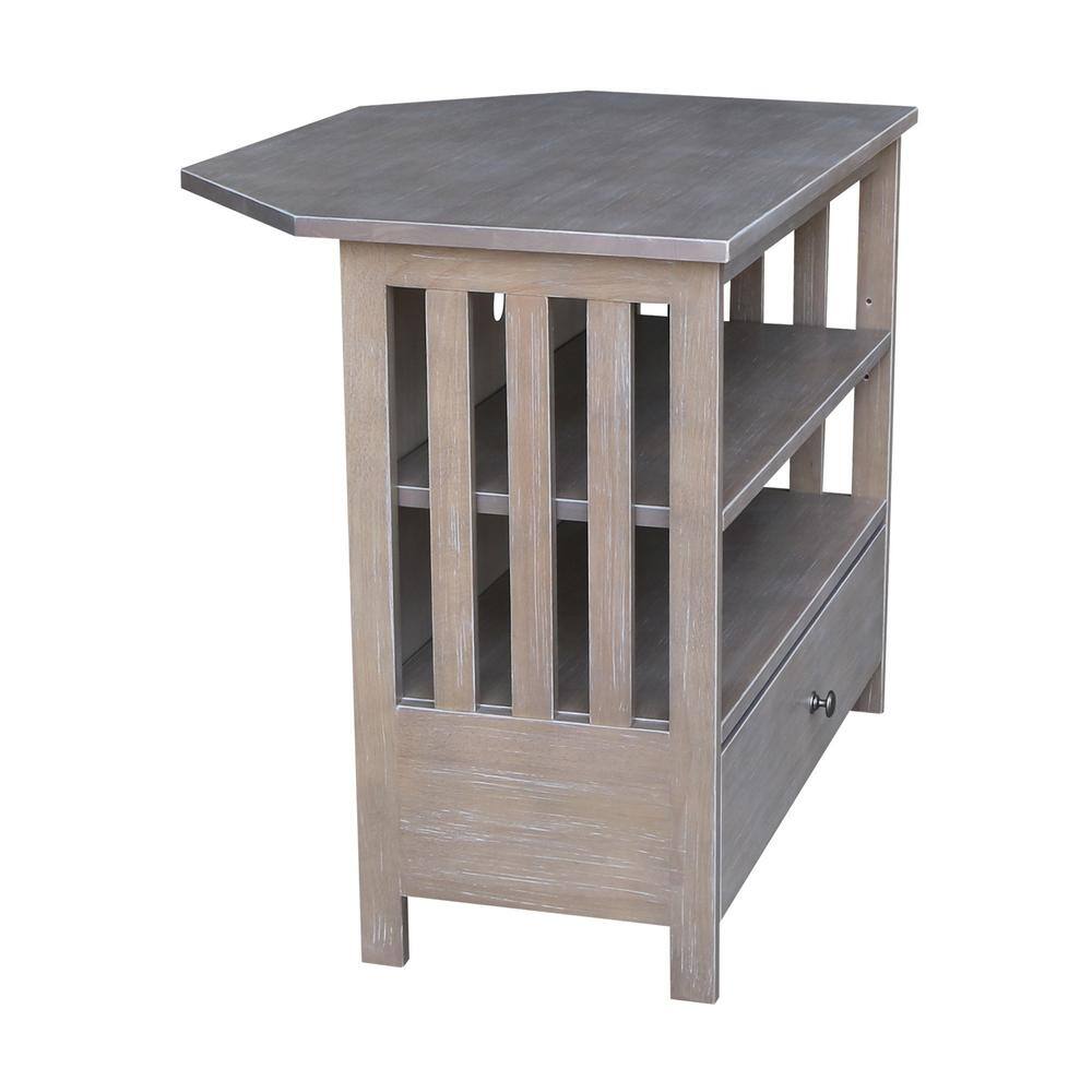 Washed Gray Taupe Corner TV Stand with Cabinet