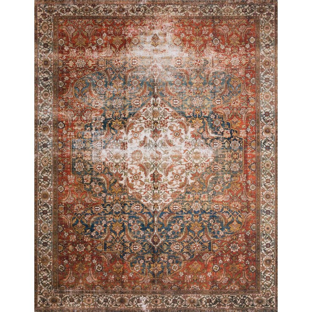 LOLOI II Layla Ocean/Multi 9 ft. x 12 ft. Distressed Bohemian Printed