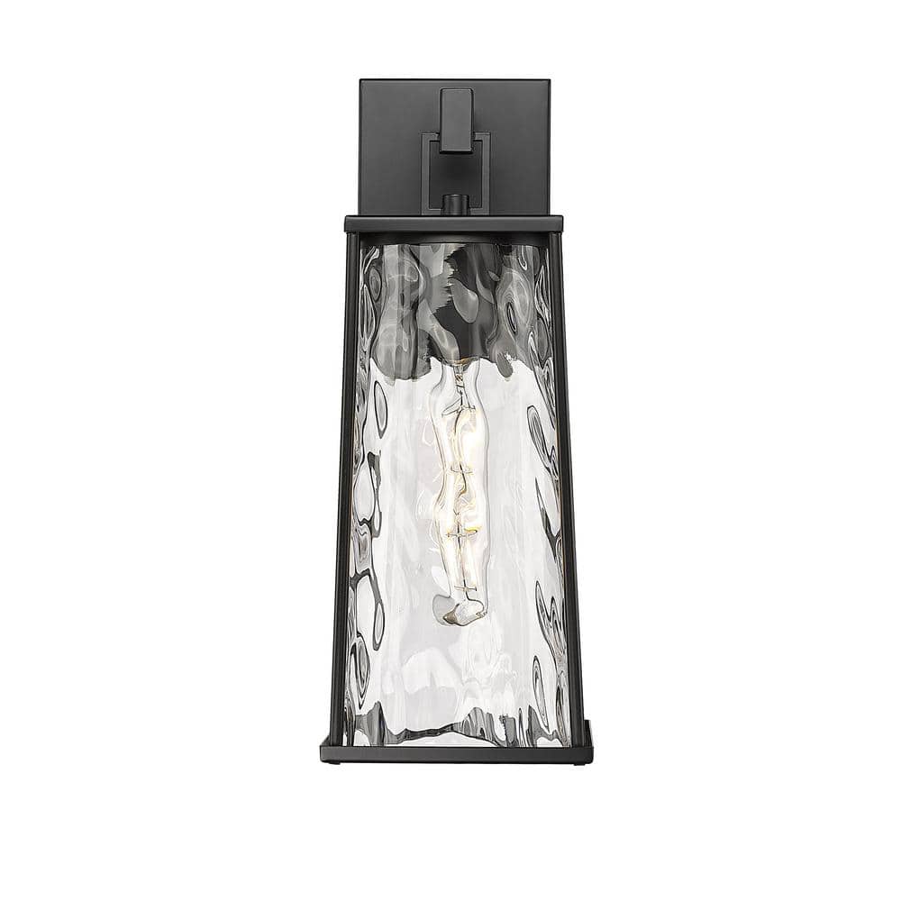 Dutton 1-Light 6 in. Wide Powder Coated Black Cylinder Outdoor Wall Sconce with Clear Water Textured Glass price history on PriceWatchPro