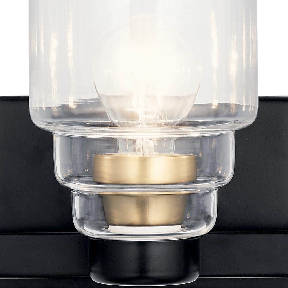 Elegant 24" Black 3-Light Vanity with Clear Glass - Modern Design