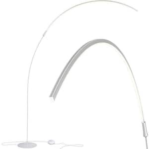 Sparq Arc 67 in. Platinum Silver Industrial 1-Light LED Energy Efficient Floor Lamp with Built-In 3-Way Dimmer Function