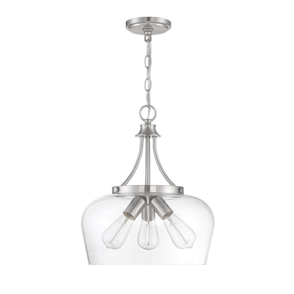 Savoy House Octave Satin Nickel 3-Light Pendant with Clear Glass Shade