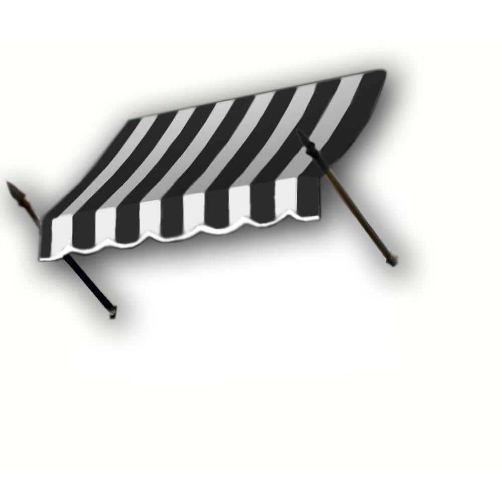 6.38 ft. New Orleans Fixed Awning 76.5 in. W x 24 in. H x 16 in. D Acrylic Fabric in Black/White Stripe price history on PriceWatchPro
