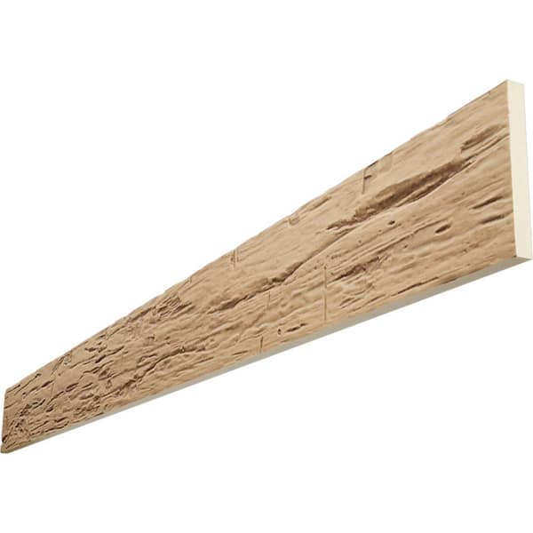 Ekena Millwork Endura thane 1 in. H x 12 in. W x 8 ft. L Hand Hewn Buttercream Faux Wood Beam Plank