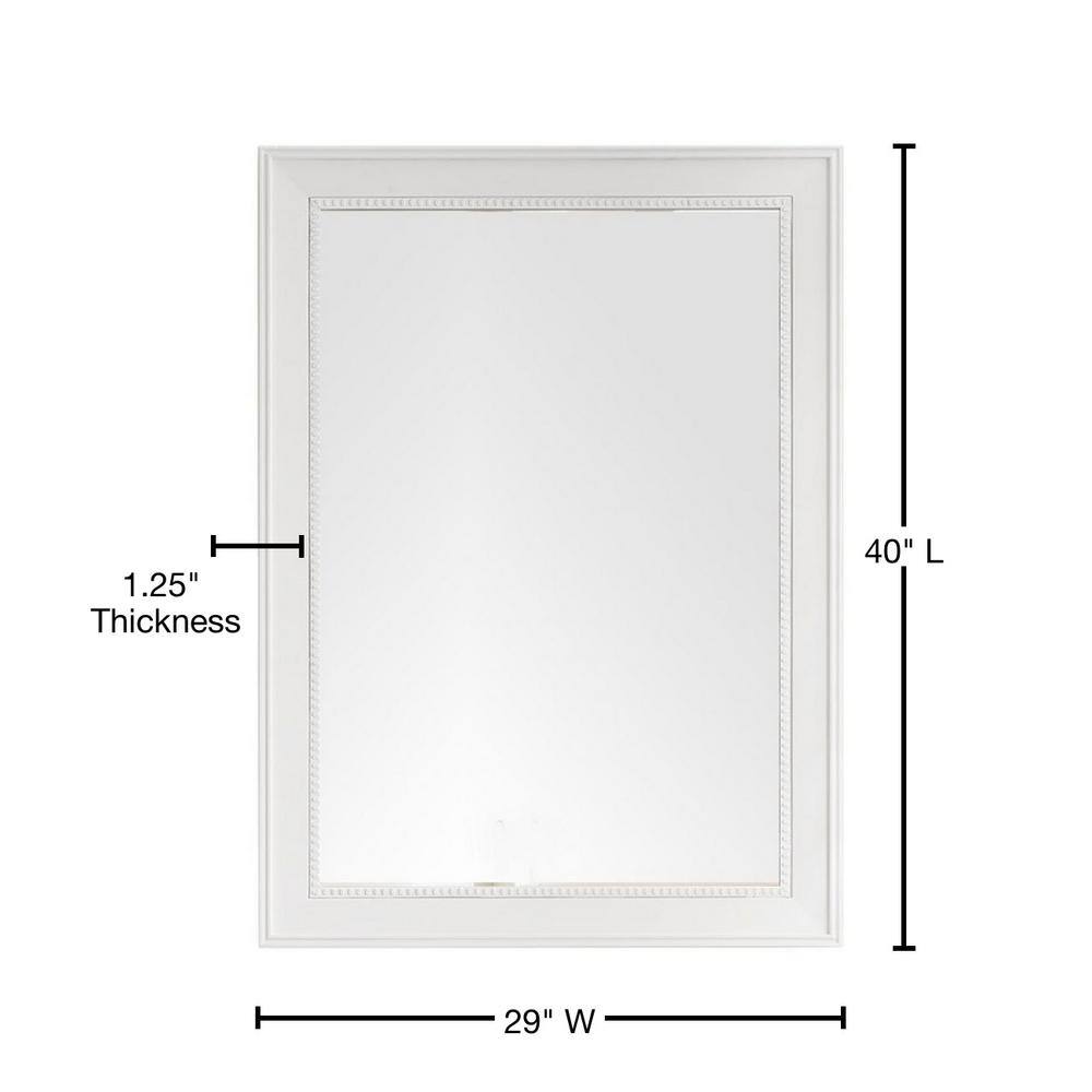 Bright White Transitional Rectangular Walnut Wood Mirror 40"x29"