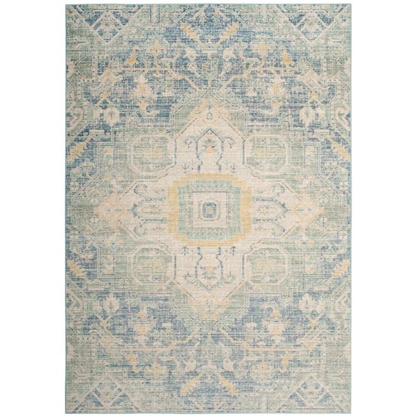 SAFAVIEH Windsor Blue/Lime 4 ft. x 6 ft. Floral Area Rug