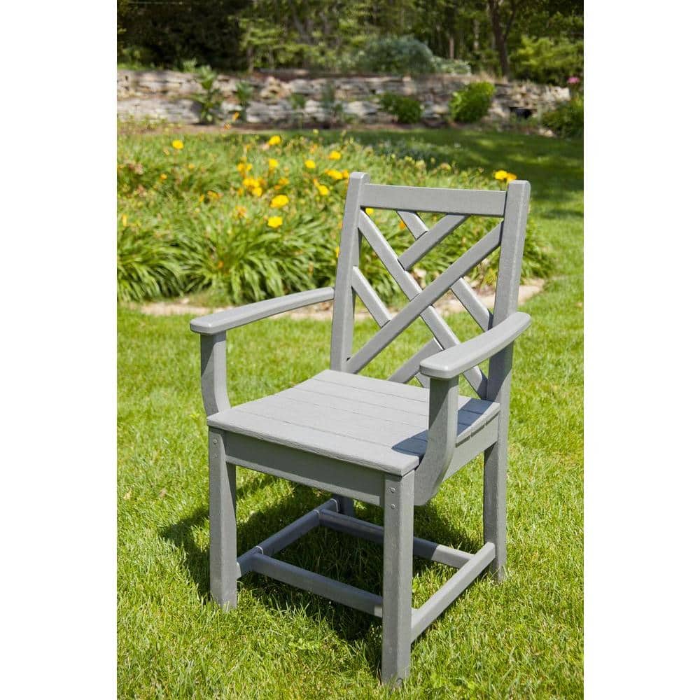Mahogany Chippendale Style Outdoor Dining Arm Chair