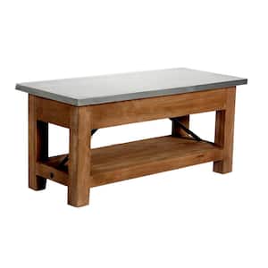 Millwork Wood and Zinc Metal 40 in. Bench with Shelf