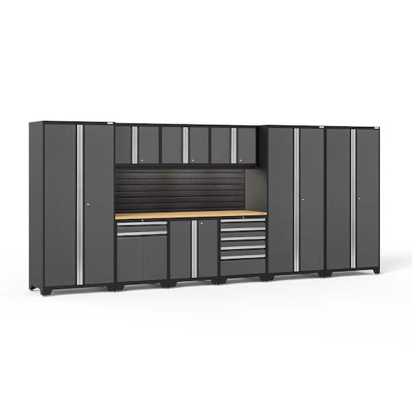 NewAge Products Pro Series 192 in. W x 84.75 in. H x 24 in. D 18-Gauge Steel Garage Cabinet Set in Gray (10-Piece)