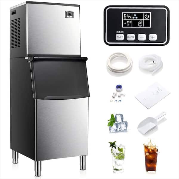 22.83 in. 400 lb. /24H Commercial Freestanding Ice Maker in Silver, Stainless Steel, with 200 lb. Storage Capacity