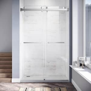 UKD01 46 to 49 in. W x 76 in. H Double Sliding Frameless Shower Door in Chrome, EnduroShield 3/8 in. Clear Glass