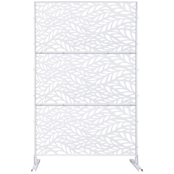 76 in. H White Steel Outdoor and Indoor Freestanding Privacy Screens for Deck, Balcony, Patio, Outside, Lawn and Garden