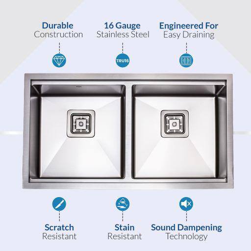 32-inch Stainless Steel Double Bowl Undermount Workstation Sink with Accessories