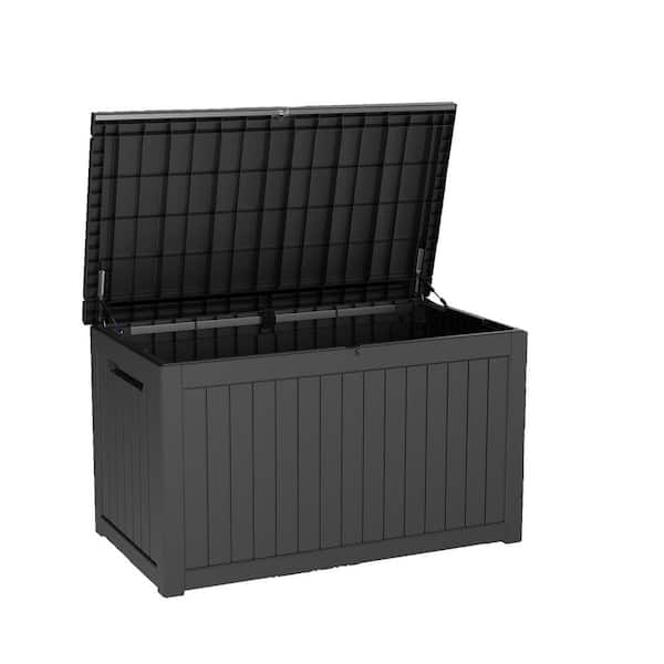 FIROMO 230 Gal. Waterproof Outdoor Resin Storage Deck Box, Large Lockable Capacity, Versatile Deck Storage Bench