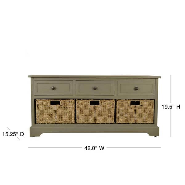Decor Therapy Montgomery Antique Gray, Antique Wooden Bench With Storage