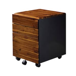Jurgen Oak and Black File Cabinet with Drawers