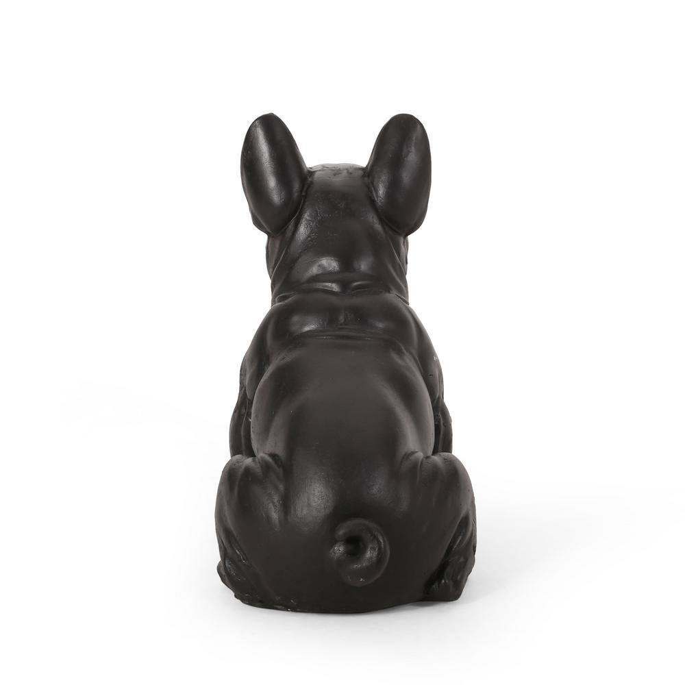 Matte Black Cast Stone French Bulldog Outdoor Garden Statue