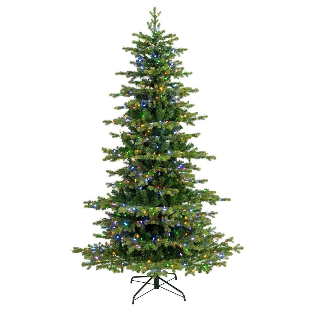 7.5 ft. Prelit Green Full Fir Artificial Christmas Tree w/ 550 Multi-Color C4 Strawberry Lights, 9 Function, Foot Pedal price history on PriceWatchPro