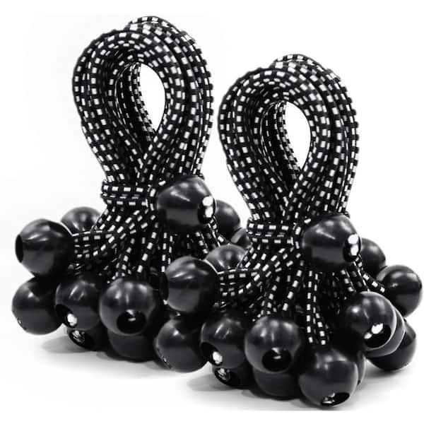 50-Pack 6 Heavy Duty Ball Bungee Cord for Canopy, Tent, Cargo, Patio Umbrellas, Awnings Black & White