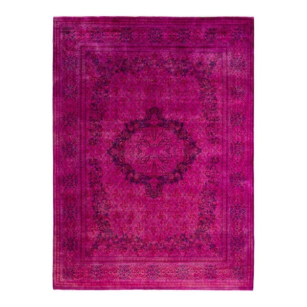 Overdyed Pink 9 x 12 Solid Wool Indoor Area Rug
