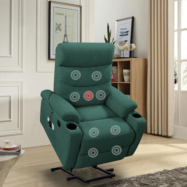 Lift Chair, Lift Chairs Recliners for Elderly, Lift Chair with Massage and  Heat, Power Lift Chair with USB Port, 2 Cup Holders, 4 Pockets, Fabric