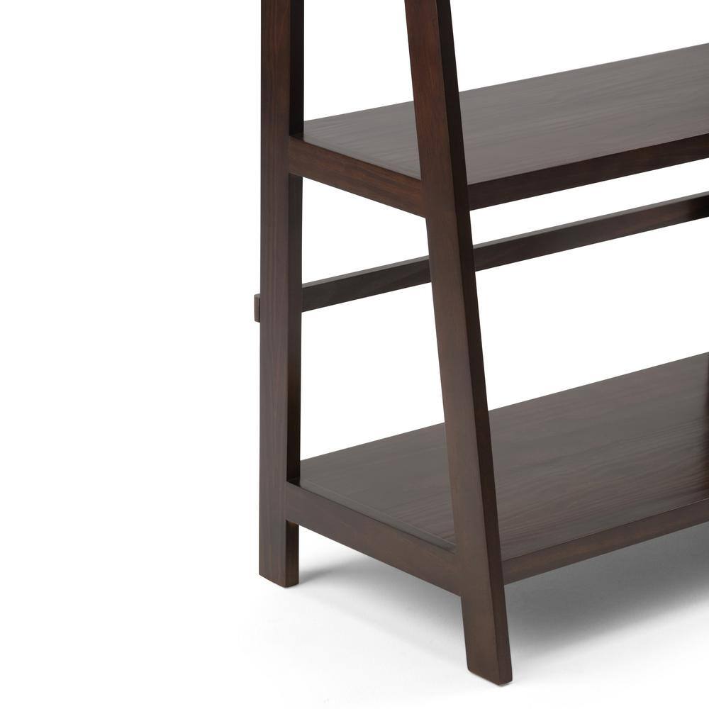 Brunette Brown Solid Wood 5-Shelf Ladder Bookcase