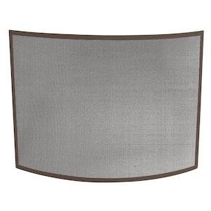 Curved Bronze 41 in. W Steel Frame Single-Panel Fireplace Screen with Heavy Guage Mesh