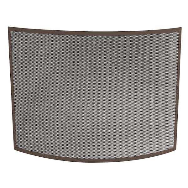 UniFlame Curved Bronze 41 in. W Steel Frame Single-Panel Fireplace Screen with Heavy Guage Mesh