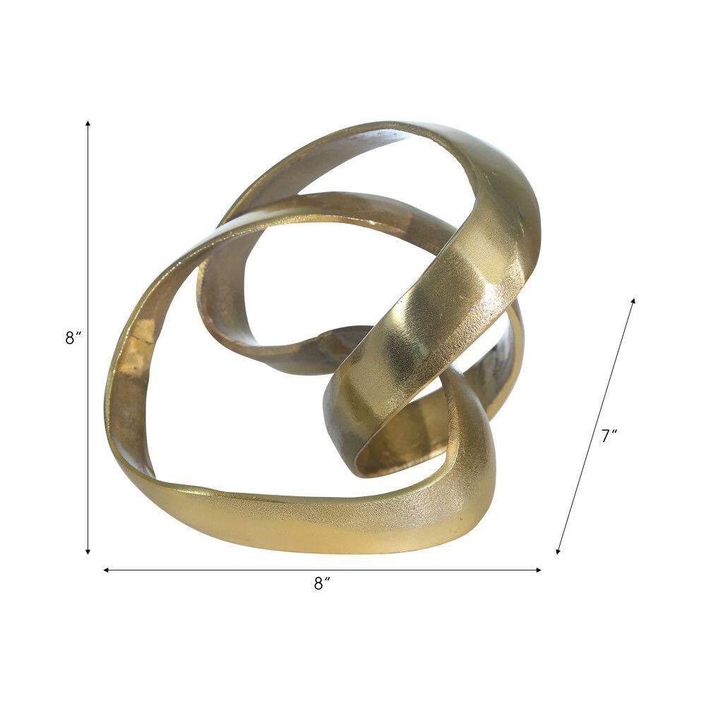 Gold Aluminum Abstract Knot Sculpture, 7"
