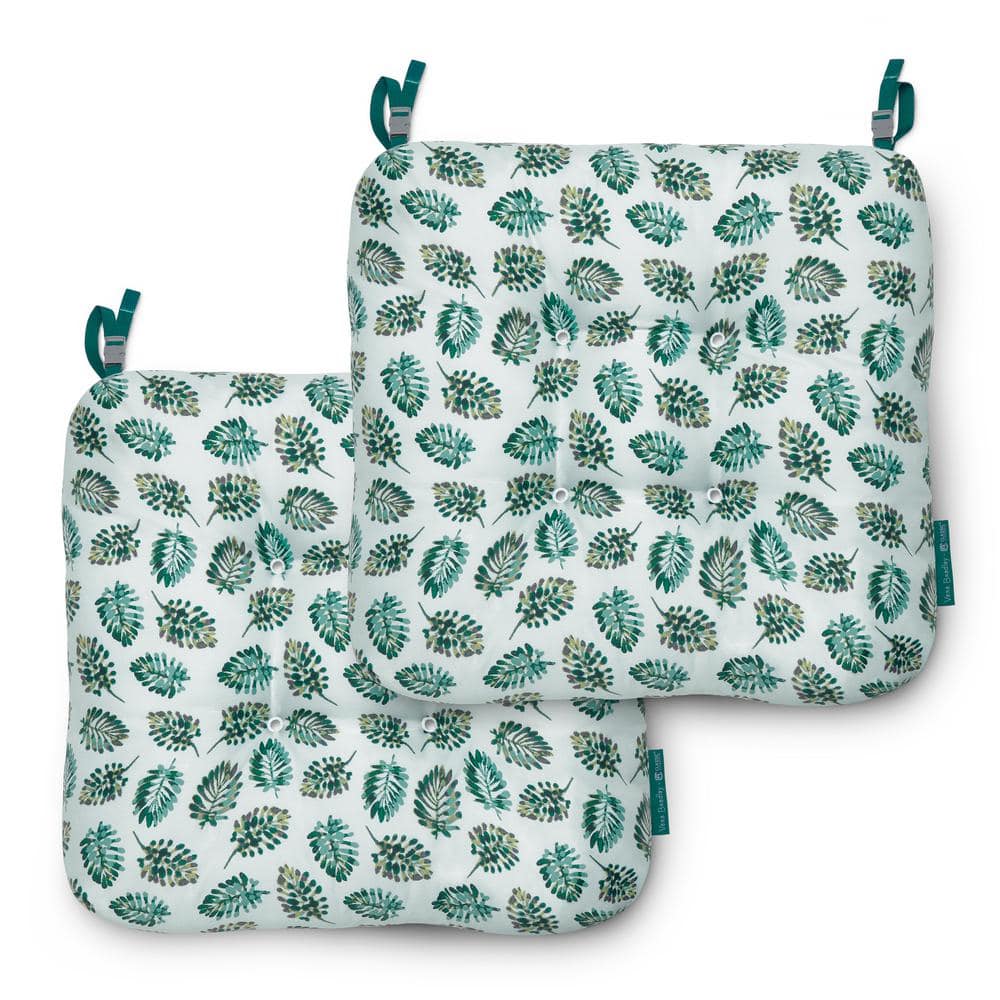 Vera Bradley 19 in. L x 19 in. W x 5 in. Thick, 2-Pack Patio Chair Cushions in Seawater Palm price history on PriceWatchPro