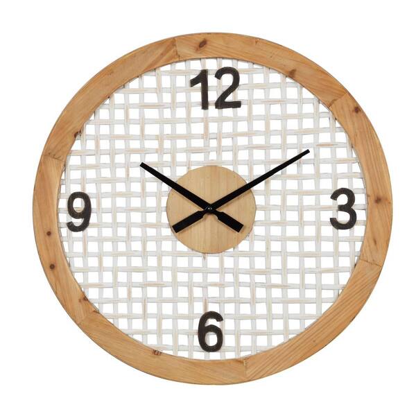 Litton Lane White Wood Farmhouse Wall Clock