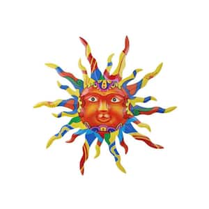 30 in. x 30 in. Multi-Colored Metal Outdoor Sun 3D Wall Sculpture