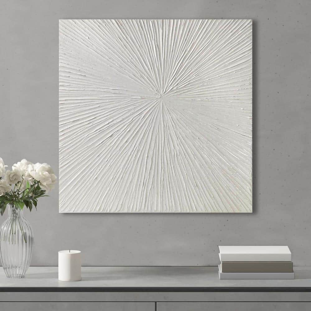 Sunburst White Abstract Acrylic Dimensional Wall Art, 30" x 30"