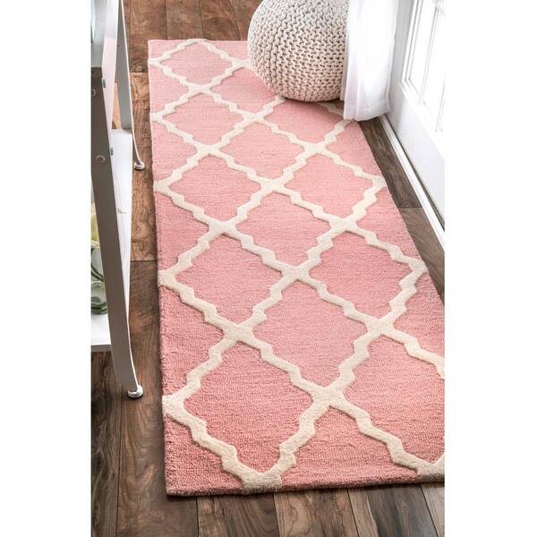 Marrakech Moroccan Trellis Baby Pink 3 ft. x 12 ft. Runner