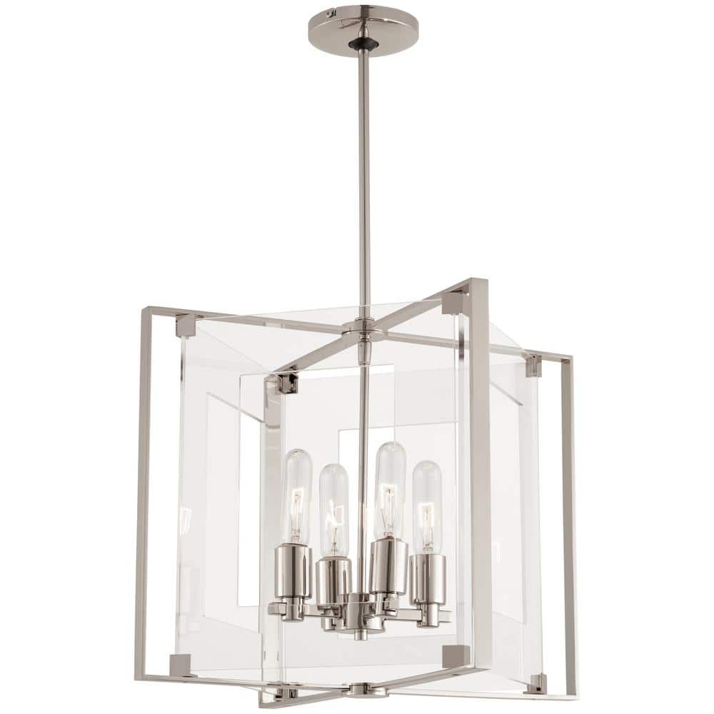 Crystal-Clear 4-Light Polished Nickel Pendant price history on PriceWatchPro
