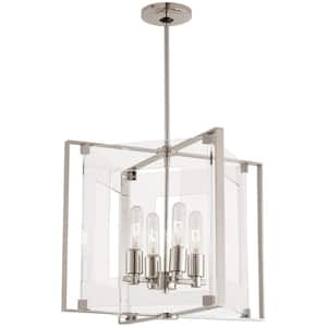 Crystal-Clear 4-Light Polished Nickel Pendant