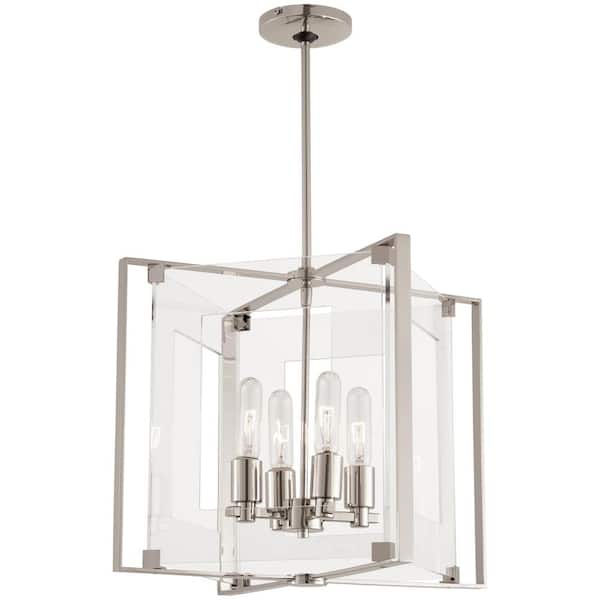 George Kovacs Crystal-Clear 4-Light Polished Nickel Pendant