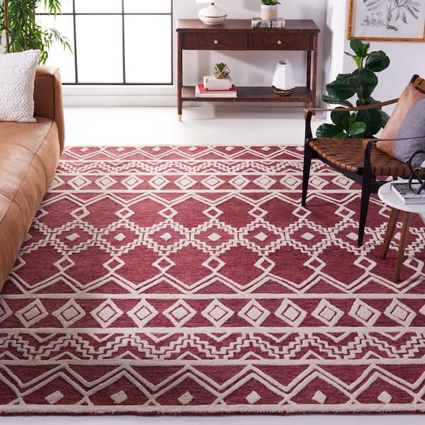 Abstract Red/Ivory 4 ft. x 6 ft. Chevron Tribal Area Rug