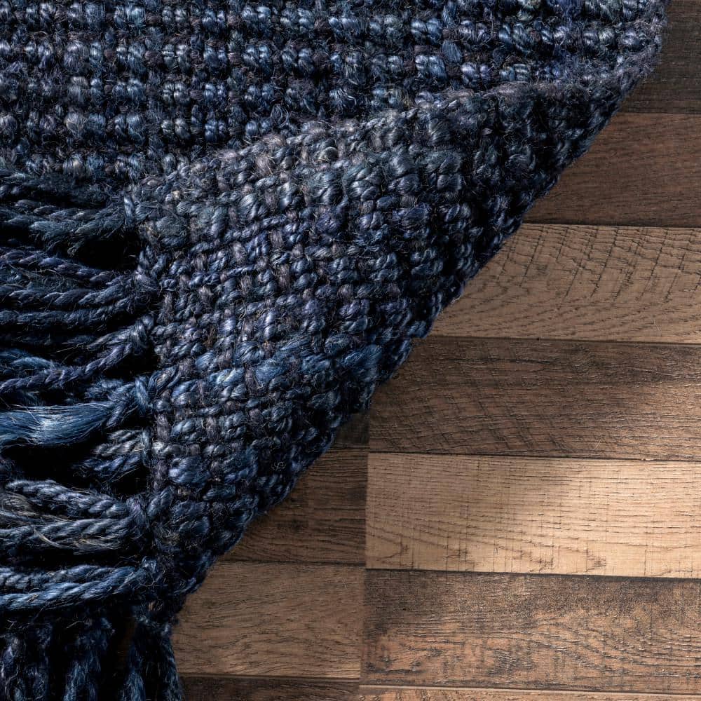 nuLOOM Daniela Chunky Jute Navy 2' 6" x 8' Farmhouse Runner Rug