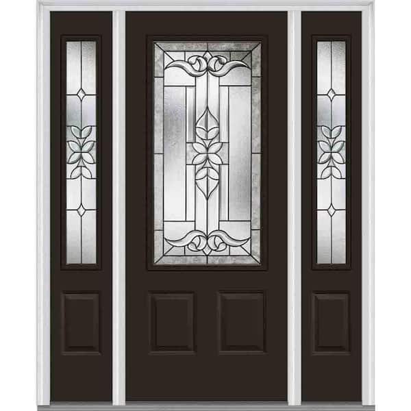 MMI Door 64 in. x 80 in. Cadence Right-Hand Inswing 3/4-Lite Decorative 2-Panel Painted Steel Prehung Front Door with Sidelites