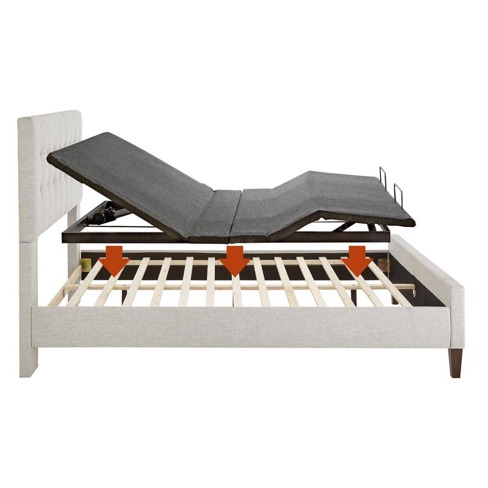 Gray Powder Coated Adjustable Queen Metal Bed Frame
