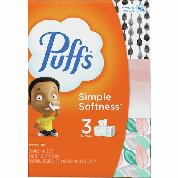 Puffs Simple Softness 2-Ply Facial Tissue (180-Sheets per Box, 3-Boxes per Pack