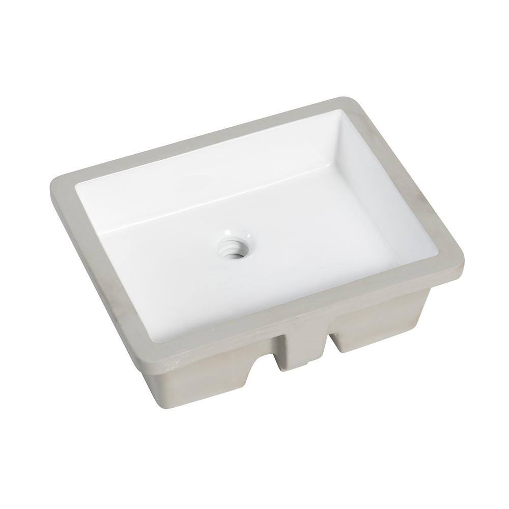 Altair 15.5'' White Ceramic Rectangular Bathroom Sink with Overflow