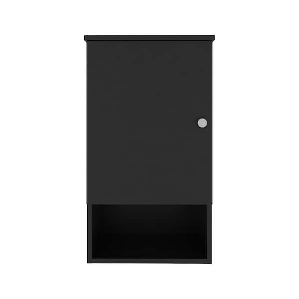 16.2 in. W x 28.6 in. H Rectangular Black Particle Board Surface Mount Medicine Cabinet without Mirror