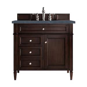 Brittany 36 in. W x 23.5 in.D x 34 in. H Single Vanity in Burnished Mahogany with Quartz Top in Charcoal Soapstone