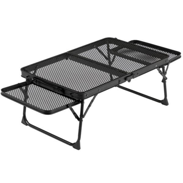 cenadinz 12.3 in. Black Rectangle Cast Aluminium Alloy Portable Picnic Table with Wing Panels