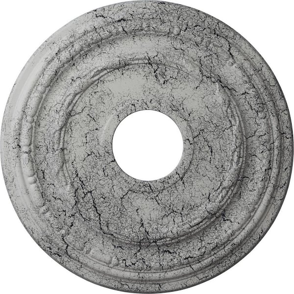 Ekena Millwork 1 in. x 15-3/8 in. x 15-3/8 in. Polyurethane Dublin Ceiling Medallion, Ultra Pure White Crackle