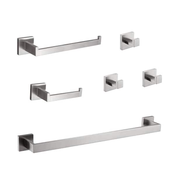 Tahanbath 6 - Piece Bathroom Hardware Set in Brushed Nickel